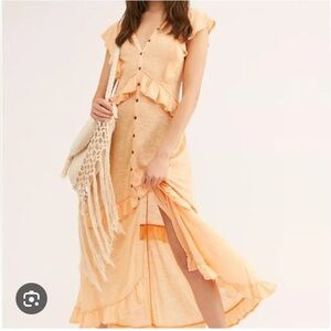Free People FP Beach Women’s Amelia Maxi Gauzy Ruffle Romantic Flowey Dress‎ M